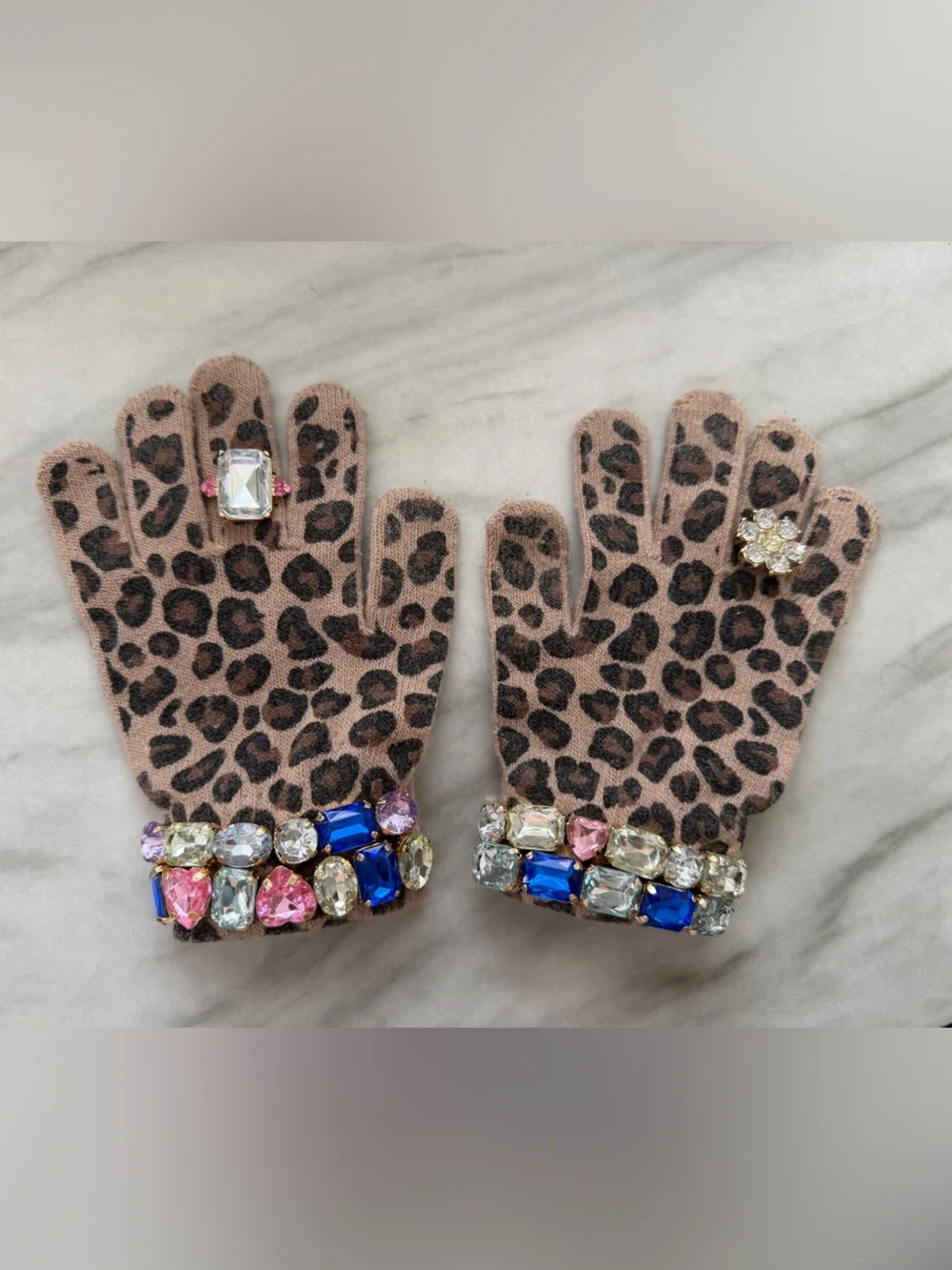 Super Smalls Leopard Print Kids embellished gloves